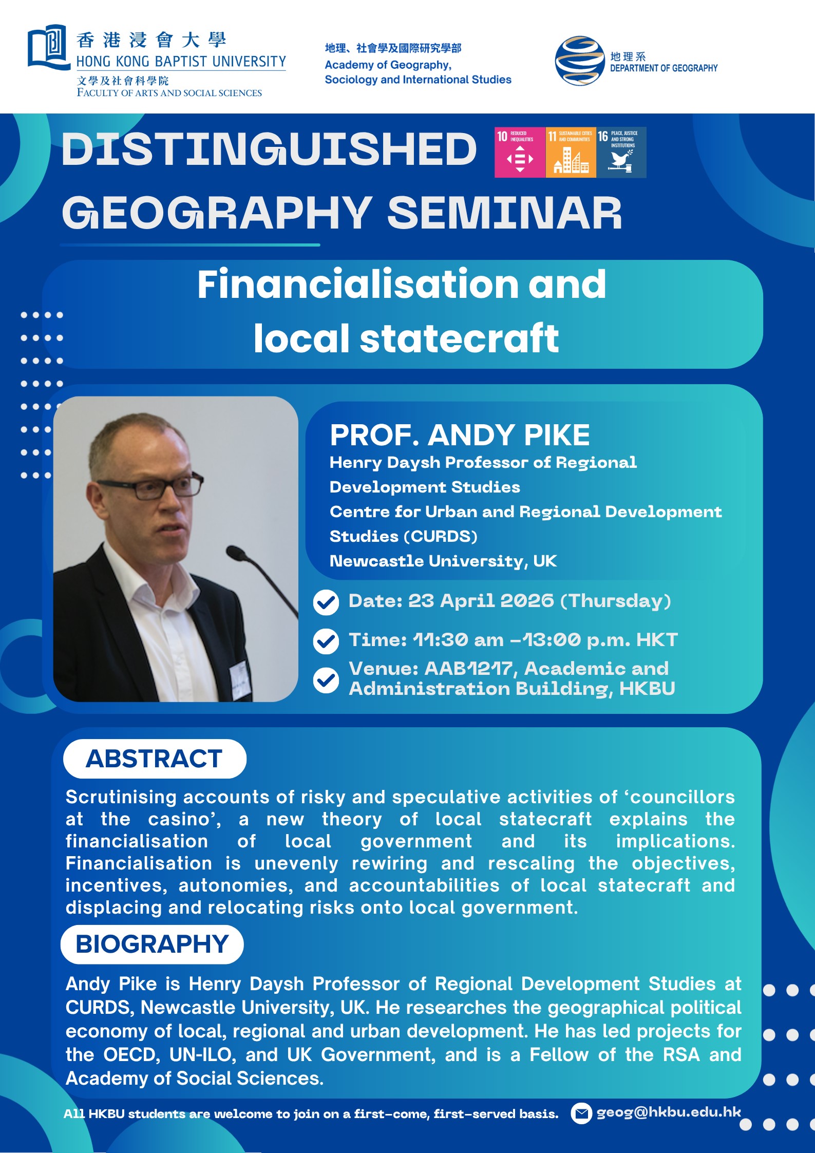 Distinguished Geography Lecture