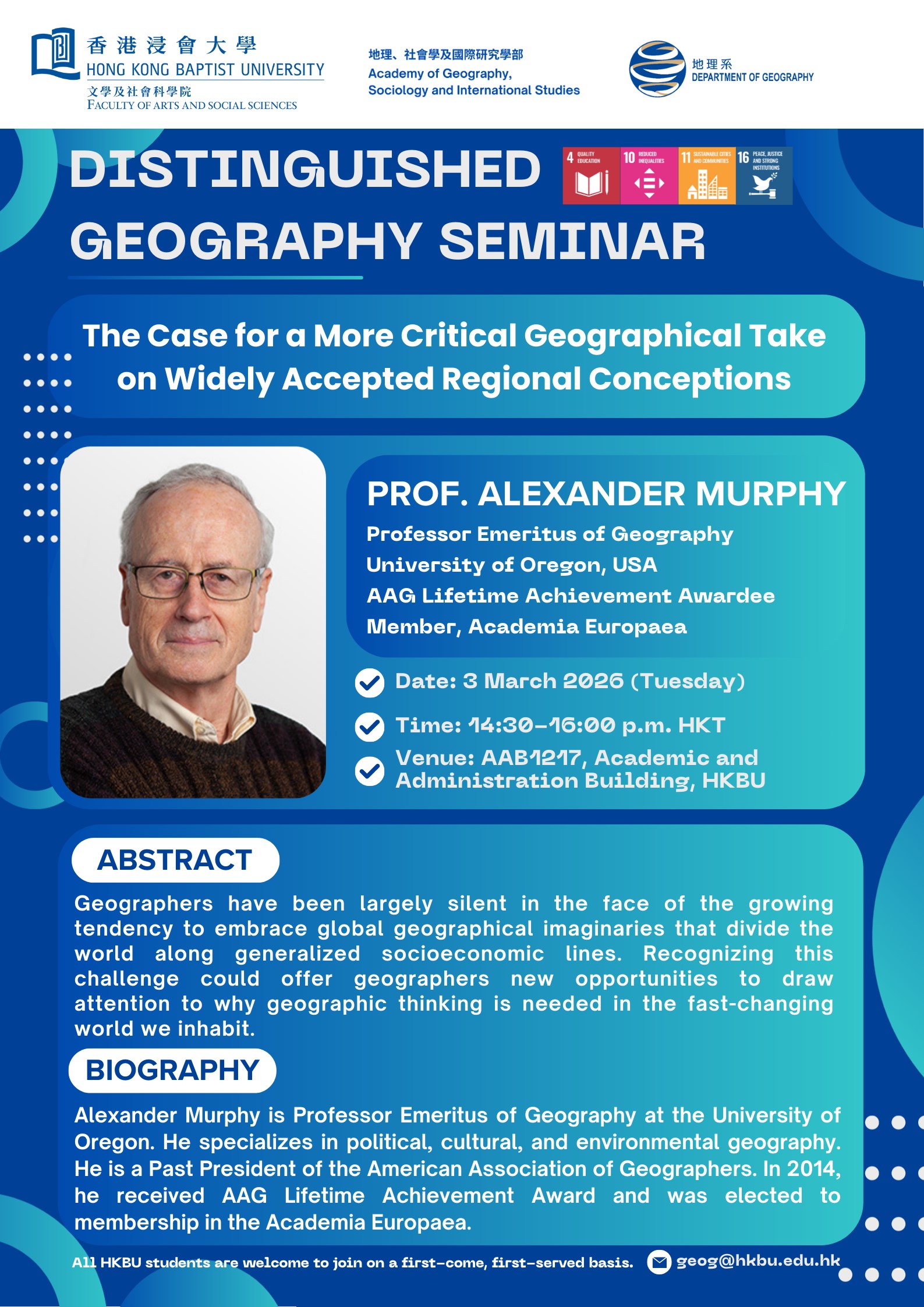 Distinguished Geography Lecture